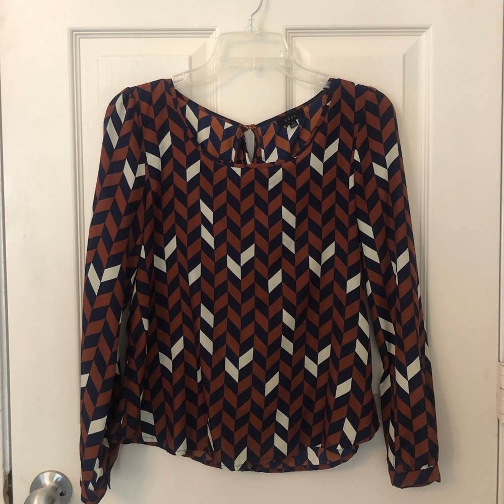 Chevron Ruffled Blouse (S) - Picture 2 of 3